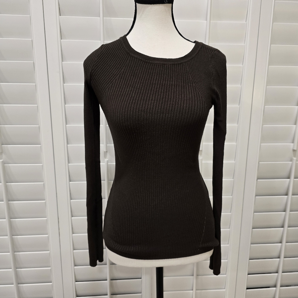 Express Dark Olive Green Long Sleeve Top Size XS
